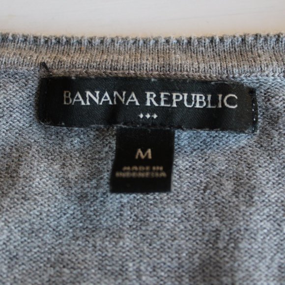 Banana Republic Grey V-Neck Knit Sweater, 100% Cotton - Picture 6 of 6